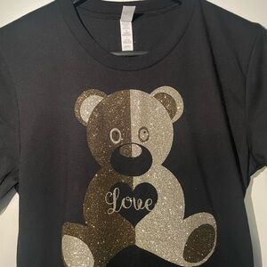 Bella Canvas Black Tee with Gold and Silver Bear Design